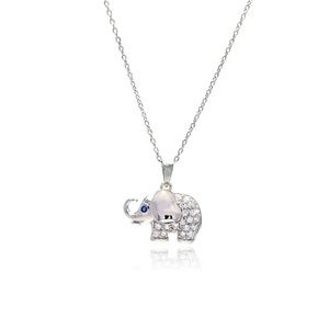 925 Sterling Silver CZ Encrusted Elephant Necklace